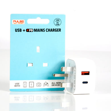 PULSE Tech-Connect 2a USB/ 20w PD Dual Mains Plug