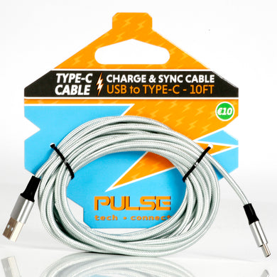 PULSE Tech-Connect Type-C  Cables 10 Ft.